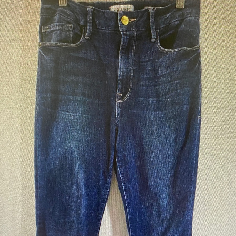 Frame Denim Dark Indigo Cropped Jeans